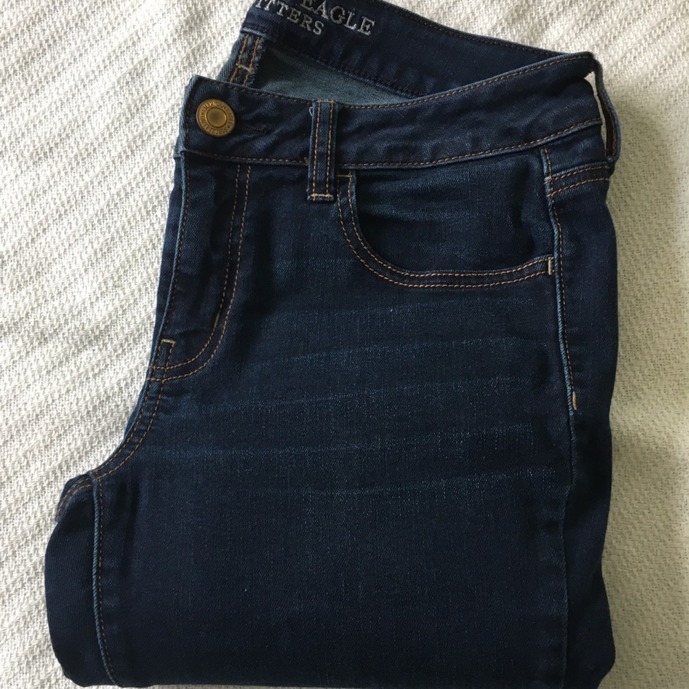 American Eagle Dark Wash Jeggings 8 Long